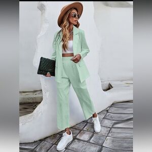 Shein linen like 2 piece summer suit, sz L